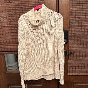 Free People Cream Cowl Neck Sweater